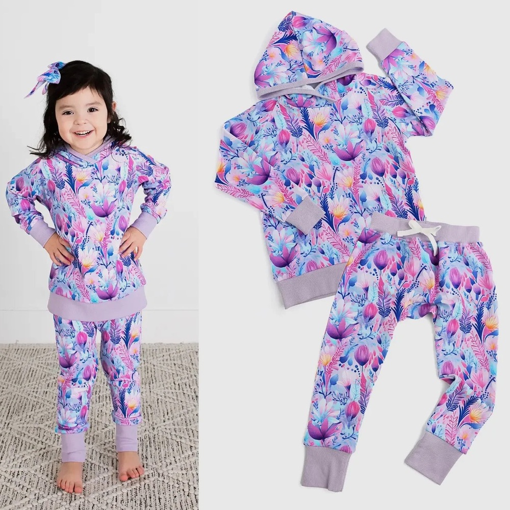 6-12 Gigi & Max Purple Floral Jogger Set